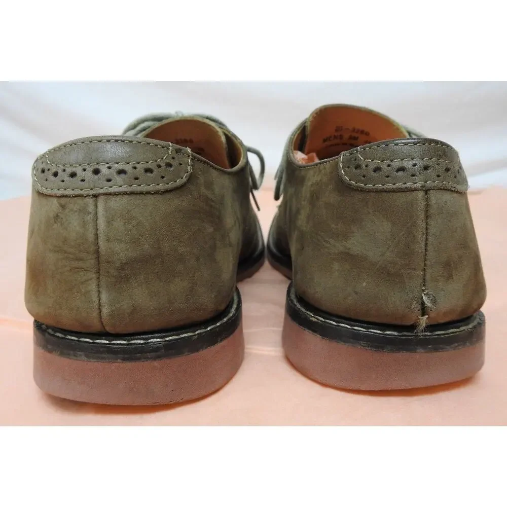 Johnston & Murphy sheepskin mens 9 M leather oxfords dress shoes wing tip nubuck